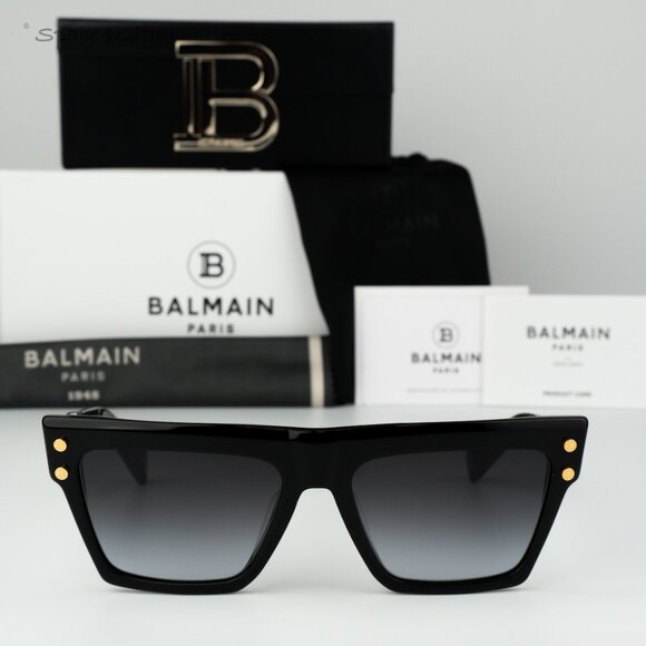 Balmain Women Sunglasses Black Gold Grey Cat Eye B-V BPS-121A-54 BRAND NEW